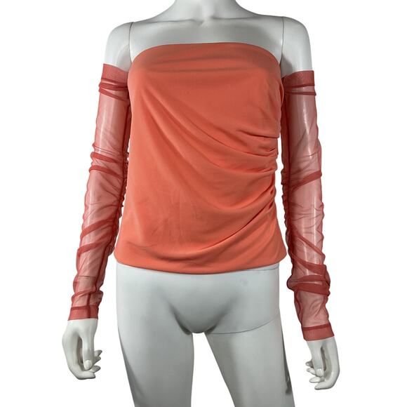 Helmut Lang Sheer Sleeve Pink Polyester Tube Top Size M - Picture 2 of 4